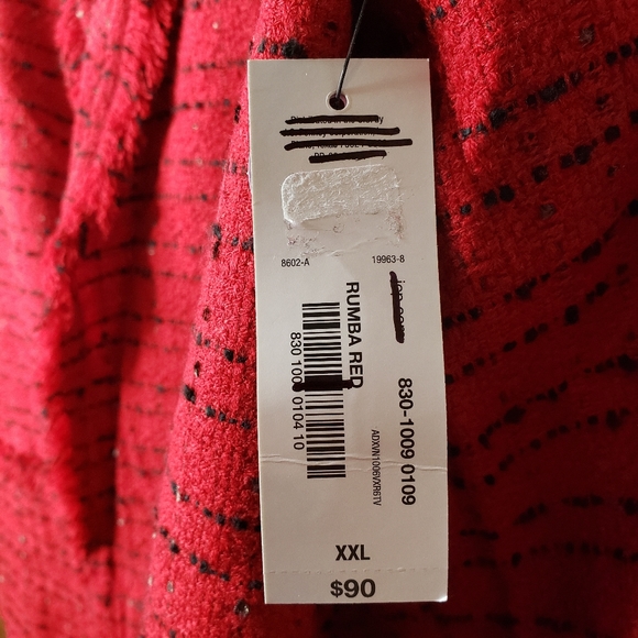 Worthington Womens Blazer Open Front Tweed Red & Black Plus Size XXL Jacket - Picture 15 of 16